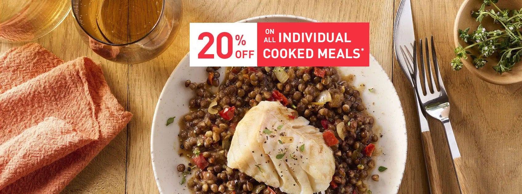 Individual cooked meal