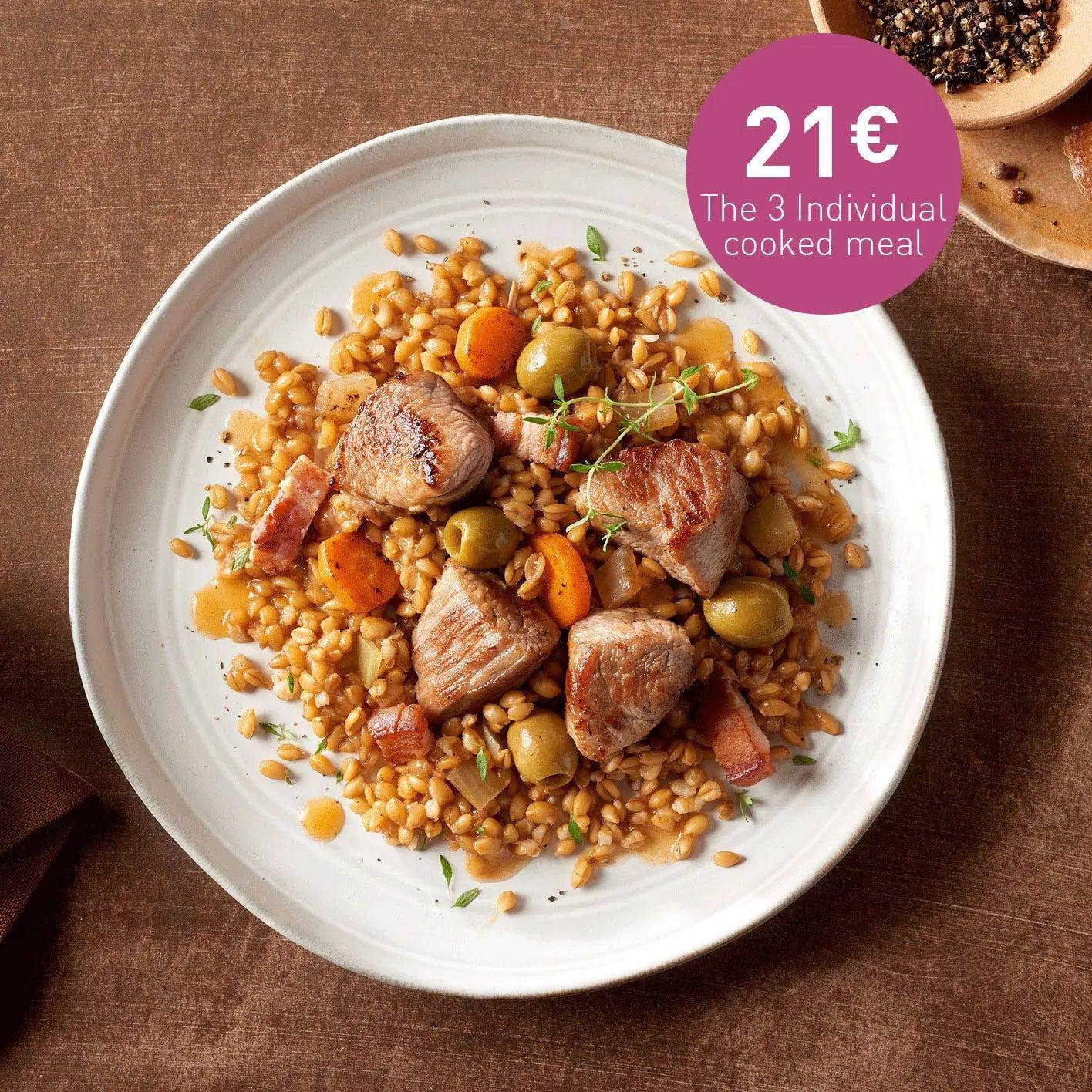 Individual cooked meal
