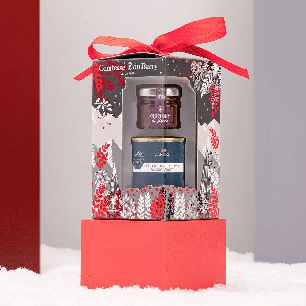 Coffret Gourmand Le Délicieux édition limitée Noël avec foie gras de canard et chutney de figue