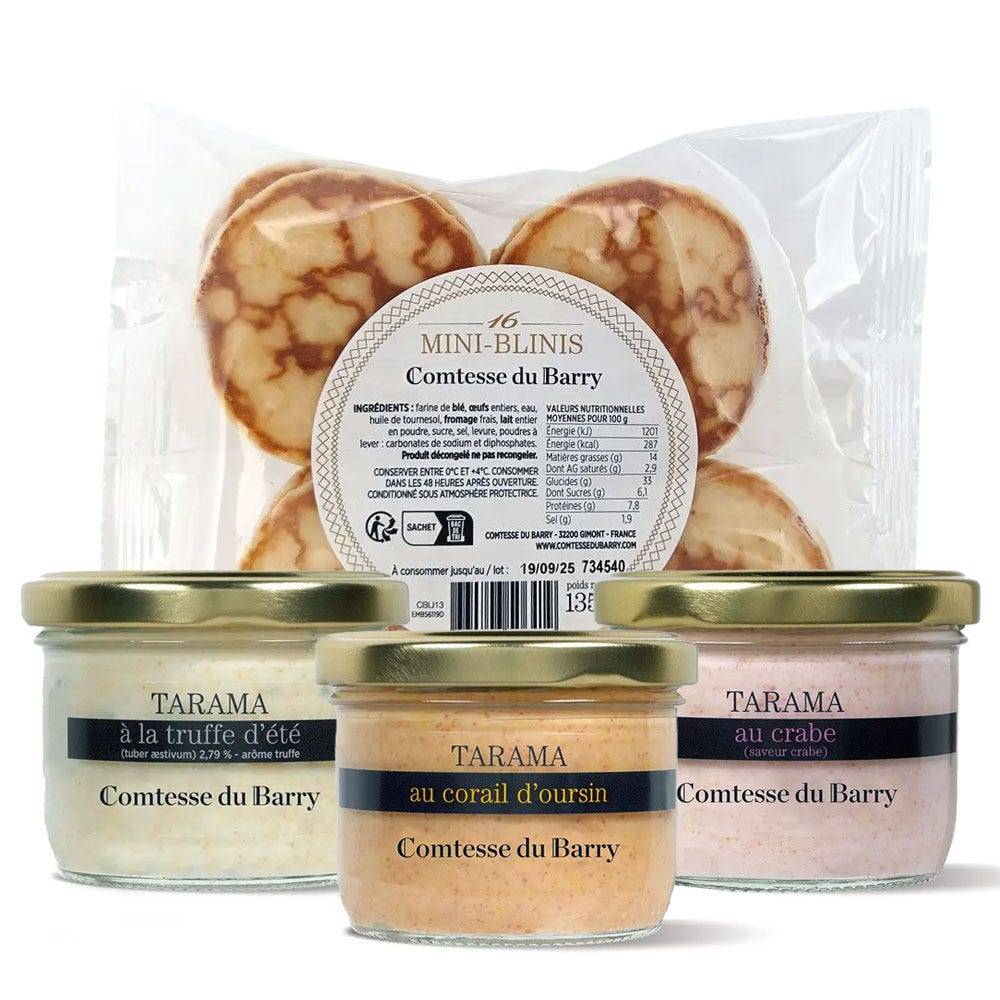 Assortiment Taramas et blinis