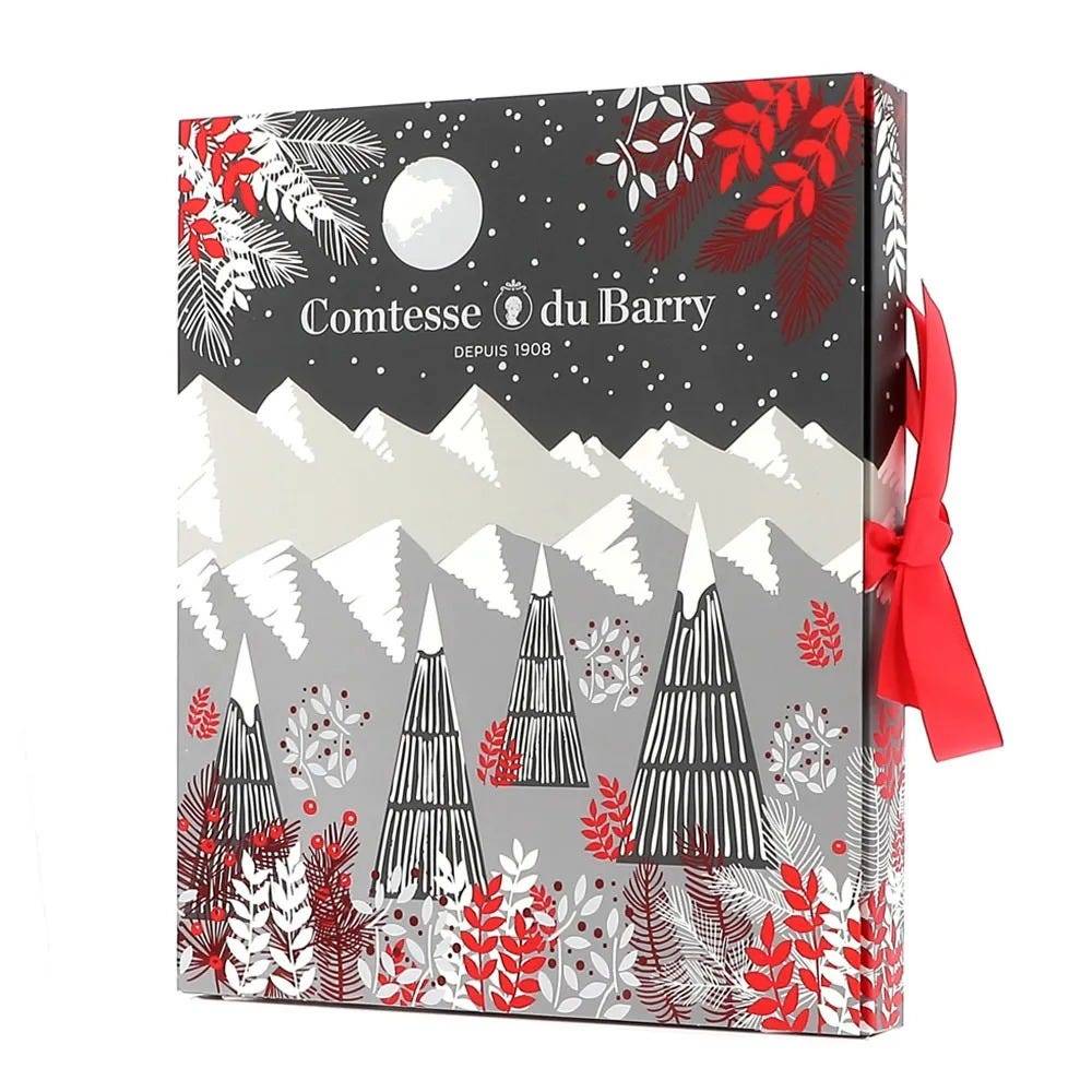 Calendrier de l'Avent sucré édition limitée 2026, avec 24 cases numérotées contenant des douceurs artisanales telles que chocolats, nougats, calissons et caramels au beurre salé.
