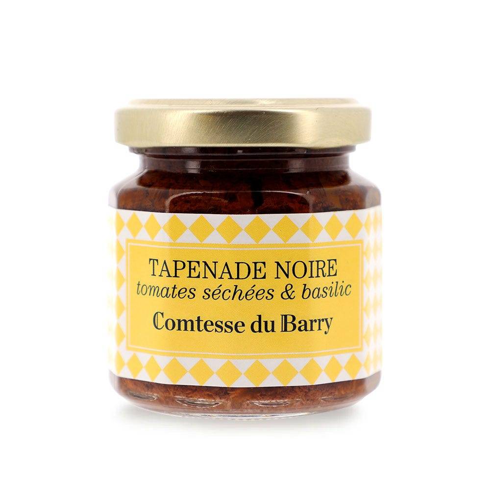 Black tapenade, sun-dried tomatoes and basil 