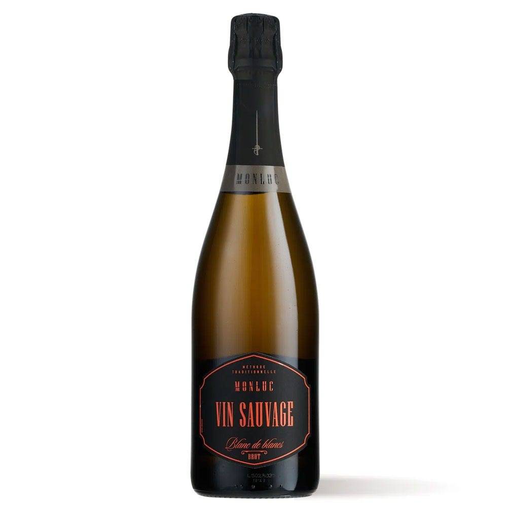 Bouteille de Vin Sauvage Blanc de Blancs Château Monluc, vin effervescent brut du Sud-Ouest