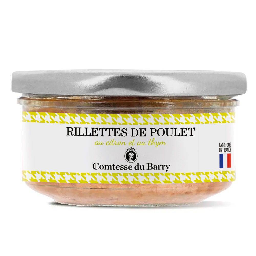 Rillettes de poulet au citron et au thym
