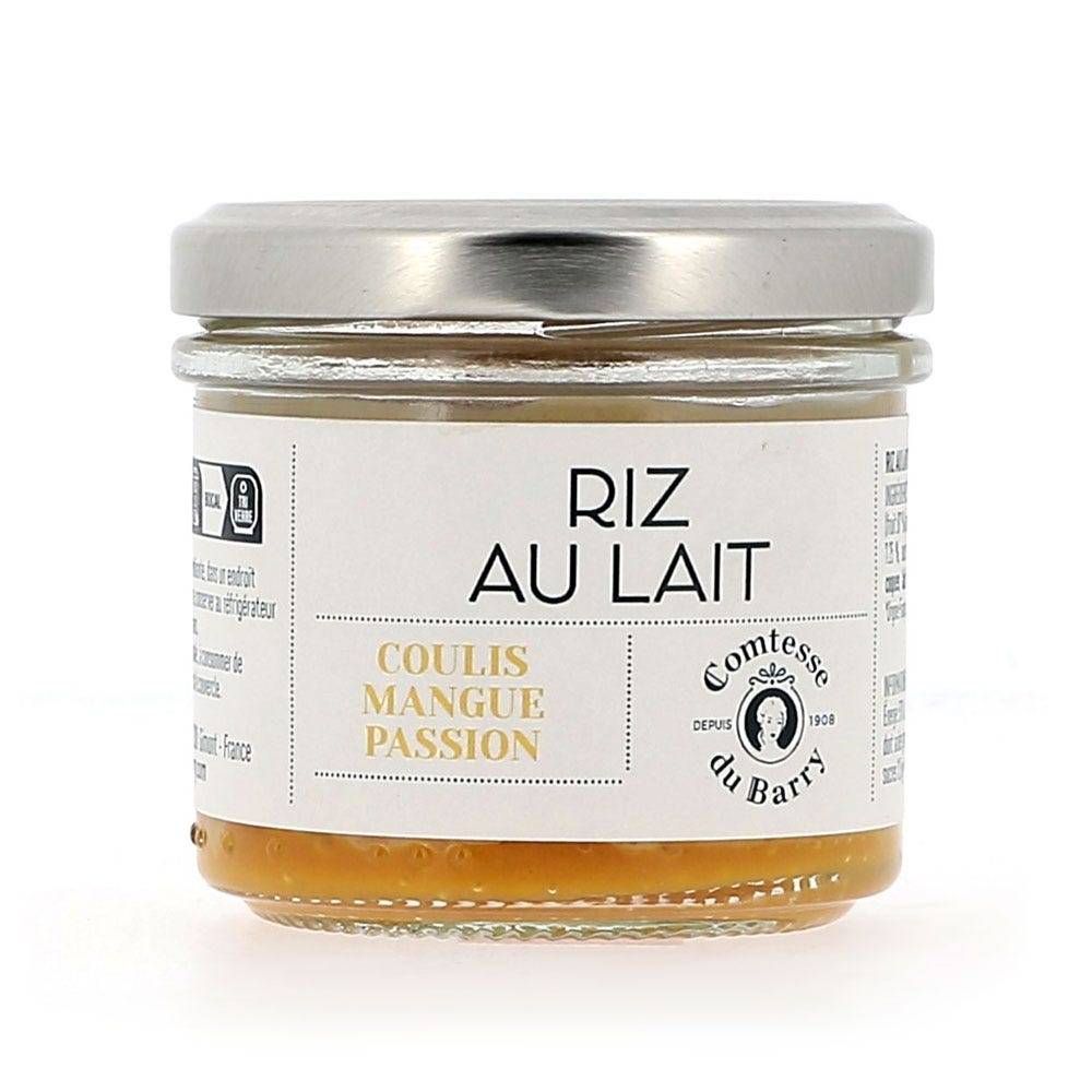 Riz au lait sur coulis de mangue passion
