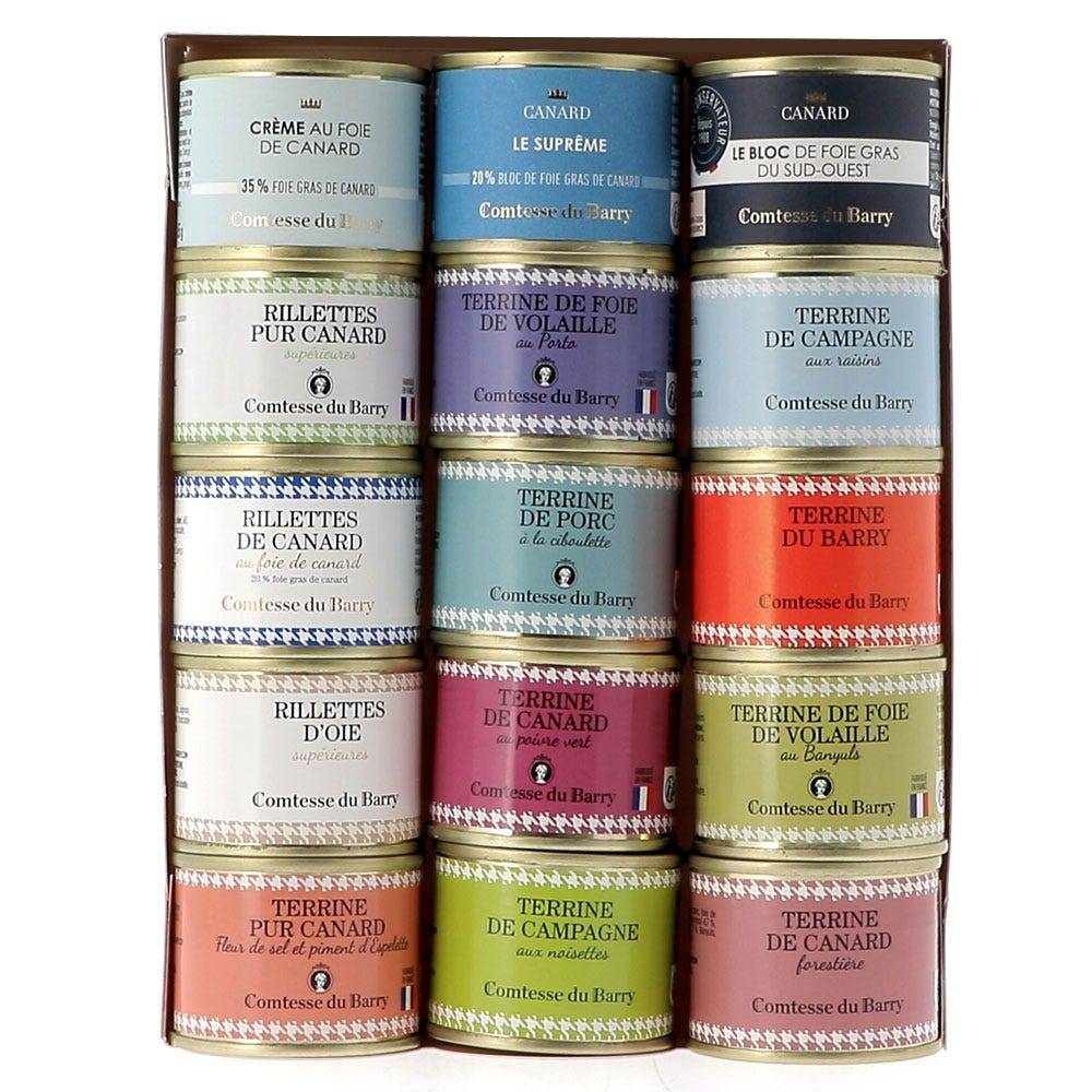 L'assortiment 15 spécialités : Terrines, Foie Gras et Rillettes