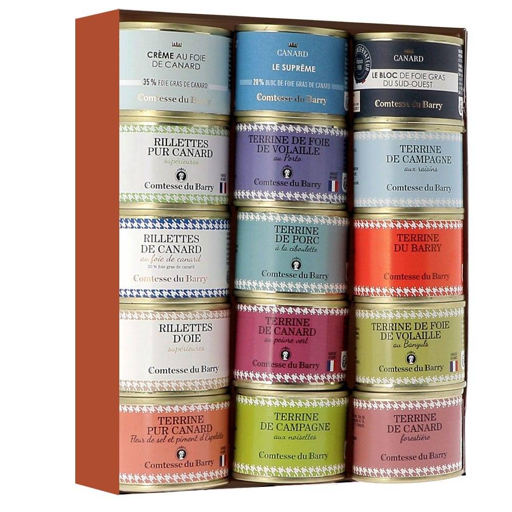 L'assortiment 15 spécialités : Terrines, Foie Gras et Rillettes